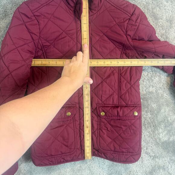 J. Crew Downtown Quilted Field Jacket Utility Barn XS Extra Small Maroon Red - Picture 7 of 9